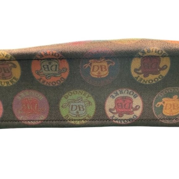 NWT Dooney & Bourke Mini East/West Slouch Handbag Black Multi-Logo Pattern Leath - Picture 5 of 12